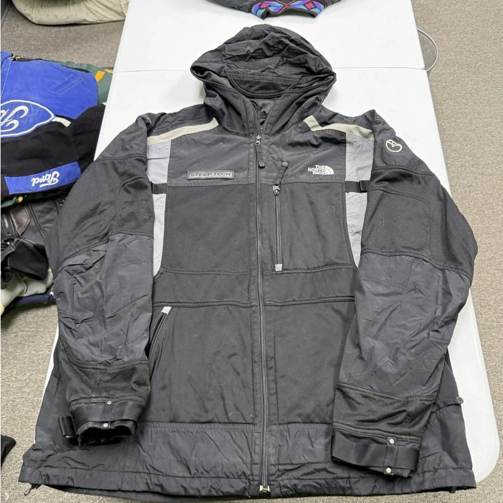 The North Face Steep Tech Jacket Mens 3XL Black Grey Hooded Full Zip Shell